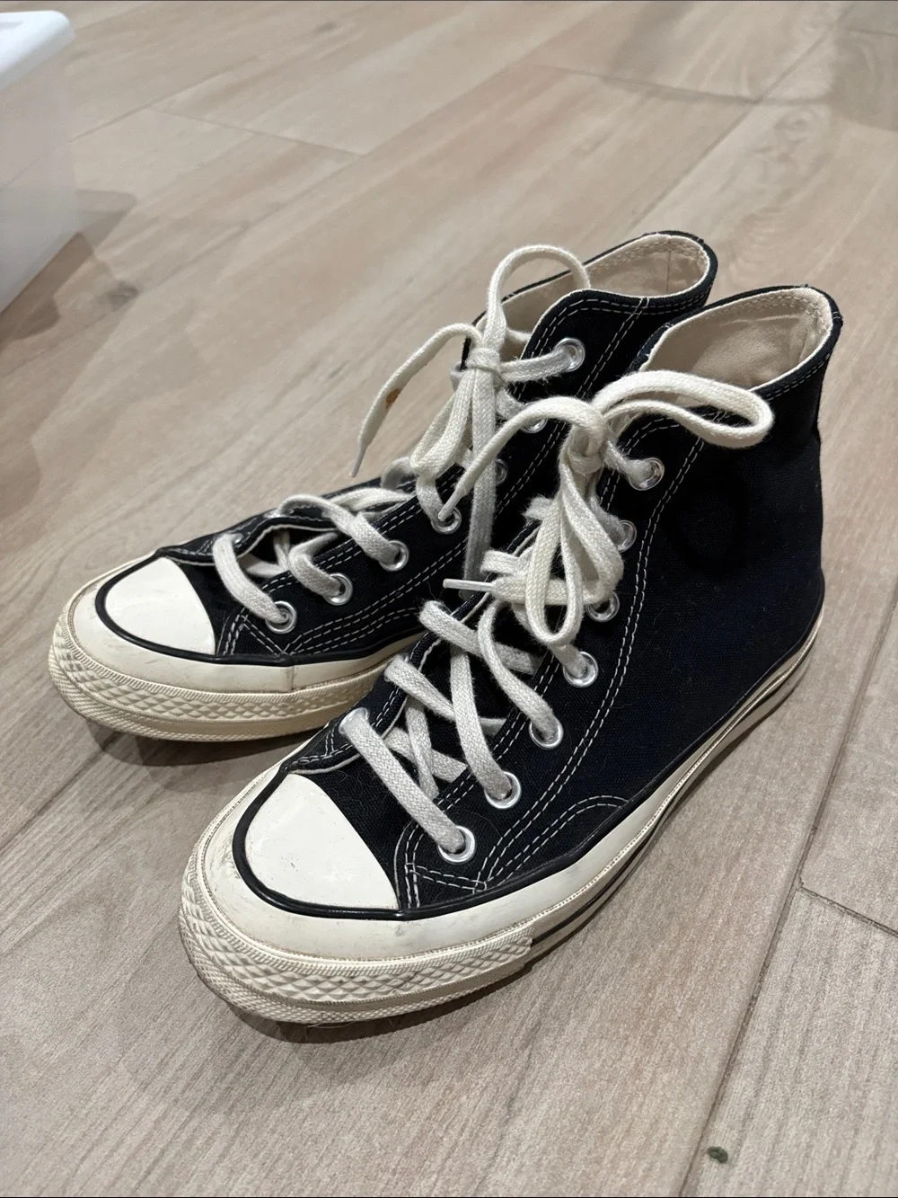Converse Black and Cream Chuck Taylor All Star High Top Sneakers - Picture 9 of 10